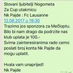 ŠVICARSKI KUP: Pajde iz Möhlina 12. kolovoza igraju protiv prvoligaša FC Lausanne