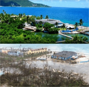 Slika karibskog ljetovališta prije i nakon uragana Irme / Foto:Twitter