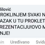 Iva Alilović na Facebooku dan nakon poraza: Ja proklinjem svaki njegov odlazak u tu prokletu reprezentaciju. Ovo mu je zadnje!