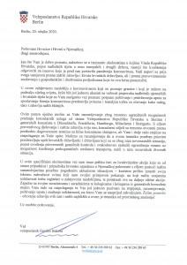 Pismo veleposlanika Gordana Bakote