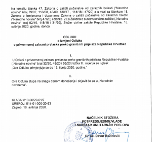 Priopćenje za medije Stožera civilne zaštite Republike Hrvatske od 19. svibnja 2020.