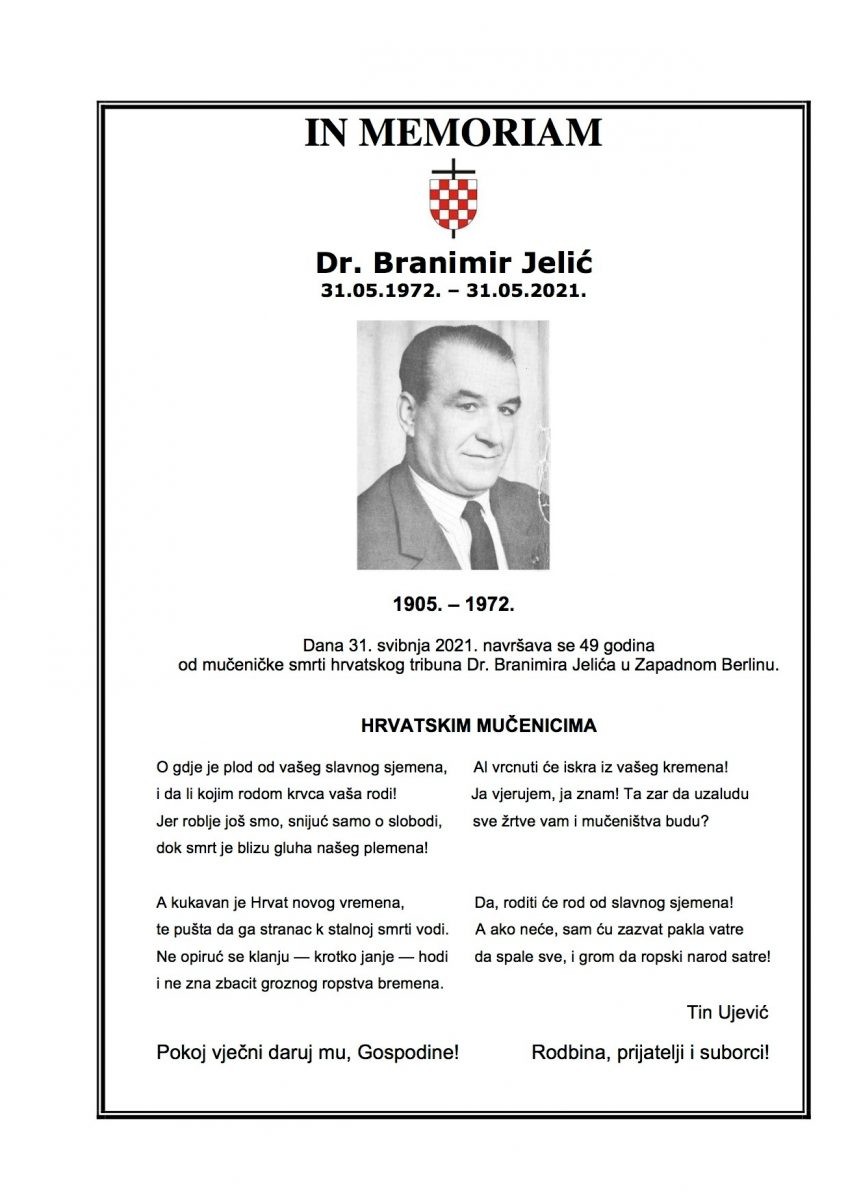 IN MEMORIAM Dr. Branimir Jelić 2021