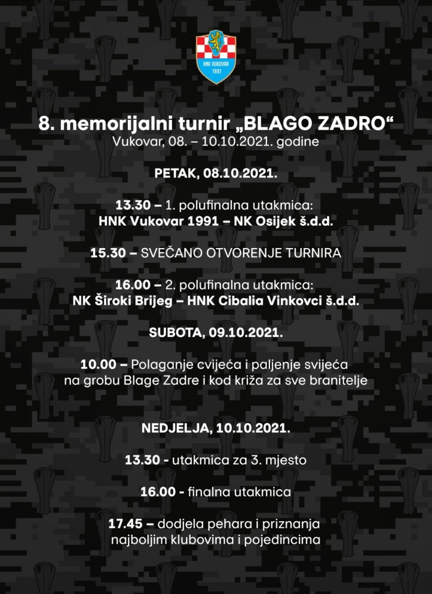 Program 8. memorijalni turnir Blago Zadro