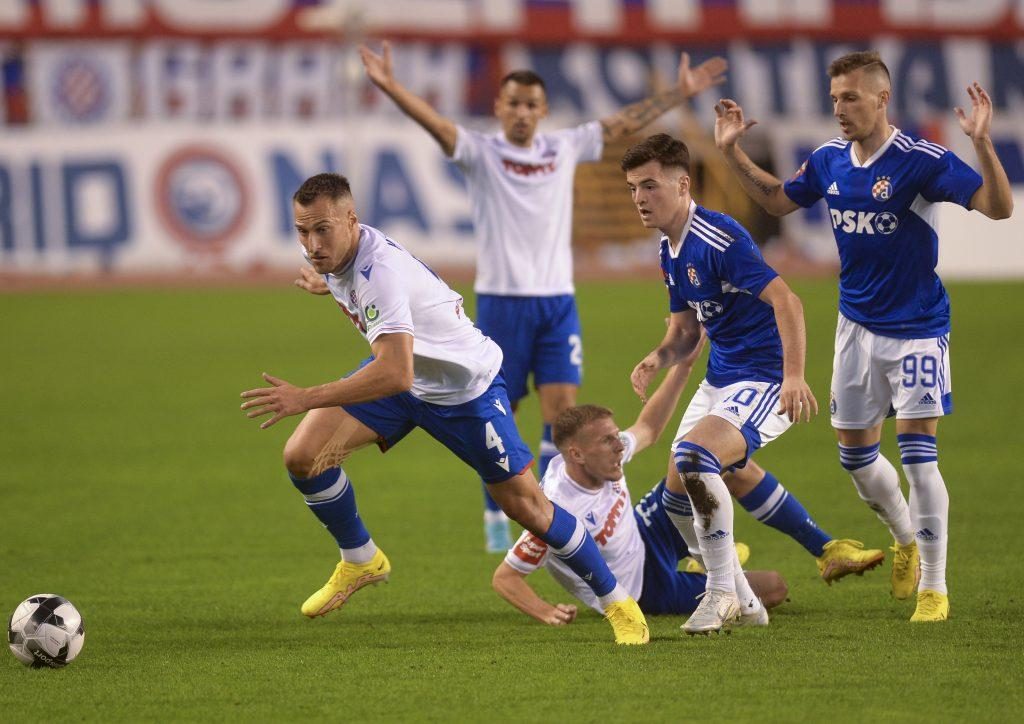 Dario Melnjak of Hajduk Split and Stefan Ristovski of Dinamo