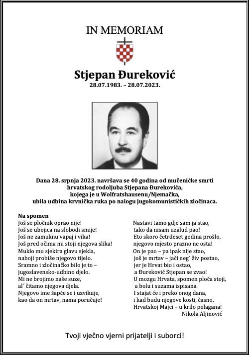 IN MEMORIAM Stjepan Durekovic 2023