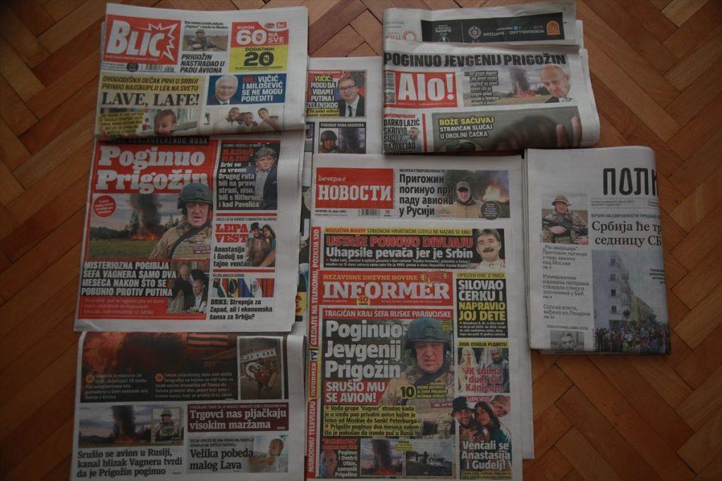 Srbijanski mediji o smrti Prigozina u