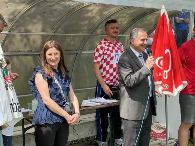 Valentina Jarček i Vedran Konjevod na otvaranju Sportskih susreta u Griesheimu / Foto: Fenix (SIM) 