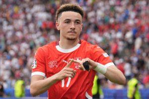 Ruben Vargas (17) iz Švicarske slavi nakon što je postigao gol tijekom nogometne utakmice osmine finala UEFA Eura 2024. između Švicarske i Italije / Foto: Anadolu