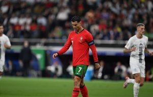 Cristiano Ronaldo u utakmici protiv Slovenije / Foto: Anadolu
