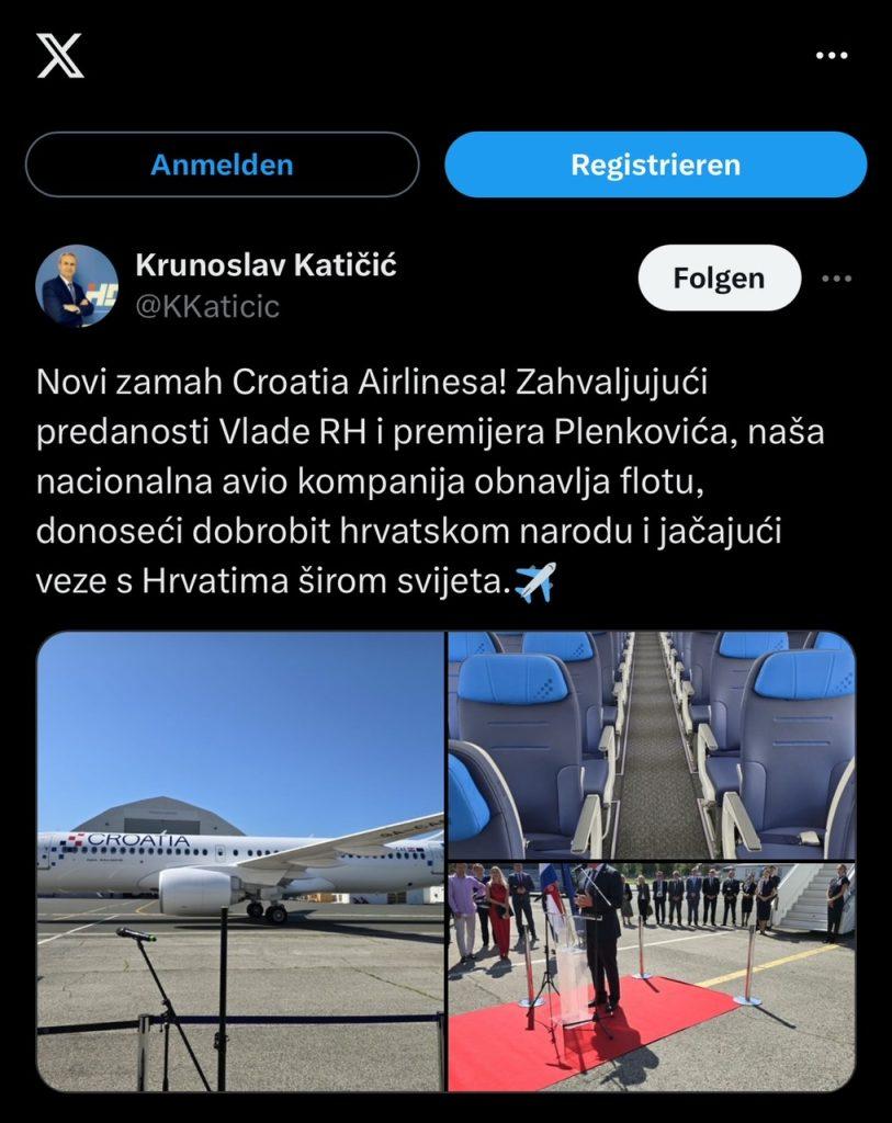 Krunoslav Katicic auf X Novi zamah Croatia Airl