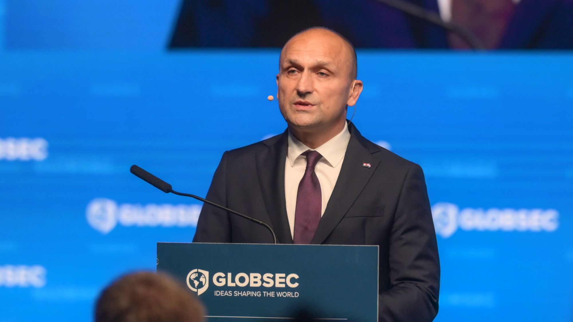 Hrvatski ministar obrane Ivan Anušić koji sudjeluje na globalnoj sigurnosnoj konferenciji, GLOBSEC Forumu u Pragu / Foto: Hina