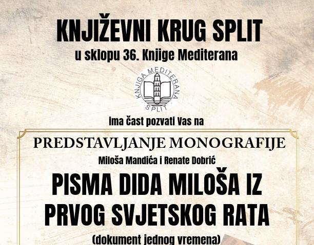 Knjiga Pisma dida Miloša iz Prvog svjetskog rata/ Foto: GKK