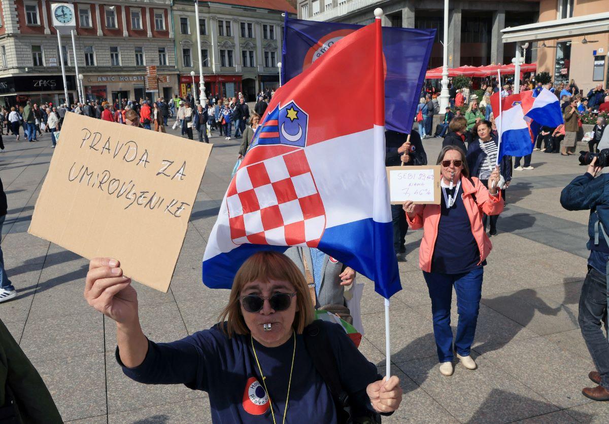 Prosvjed umirovljenika u Zagrebu / Foto: Hina