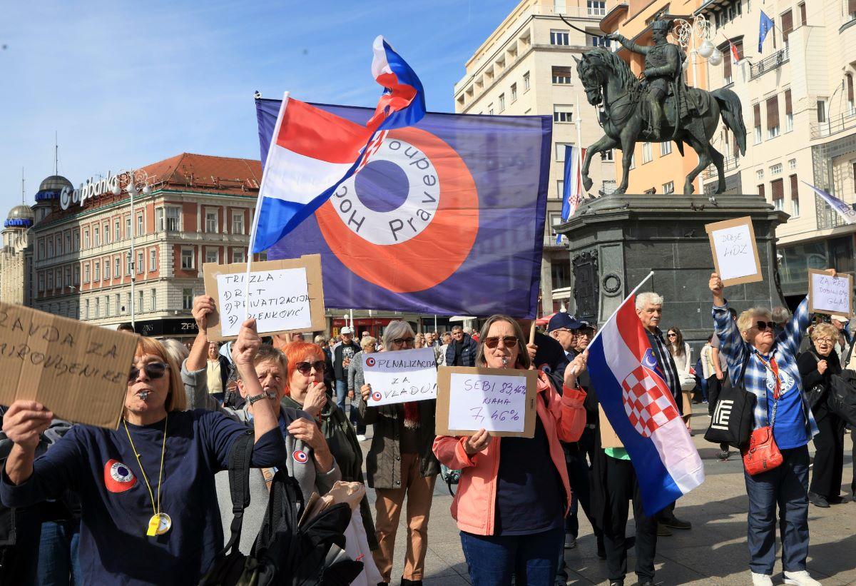 Prosvjed umirovljenika u Zagrebu / Foto: Hina