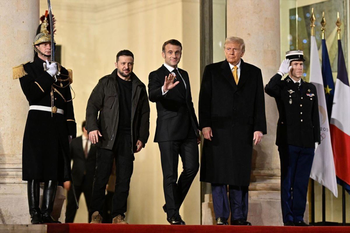 Ukrajinski predsjednik Volodimir Zelenskij, francuski predsjednik Emmanuel Macron i novoizabrani američki predsjednik Donald Trump / Foto: Anadolu