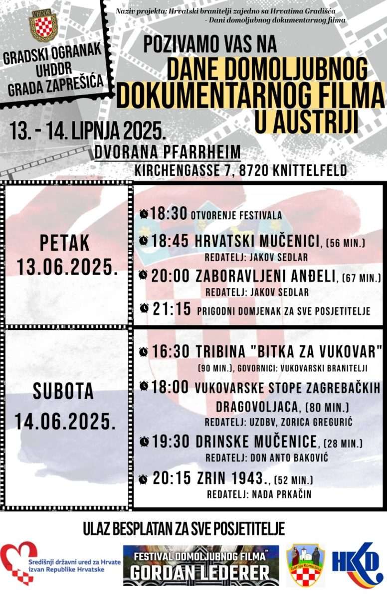 HRVATSKI BRANITELJI: Pozivaju na Dane domoljubnog dokumentarnog filma u Austriji