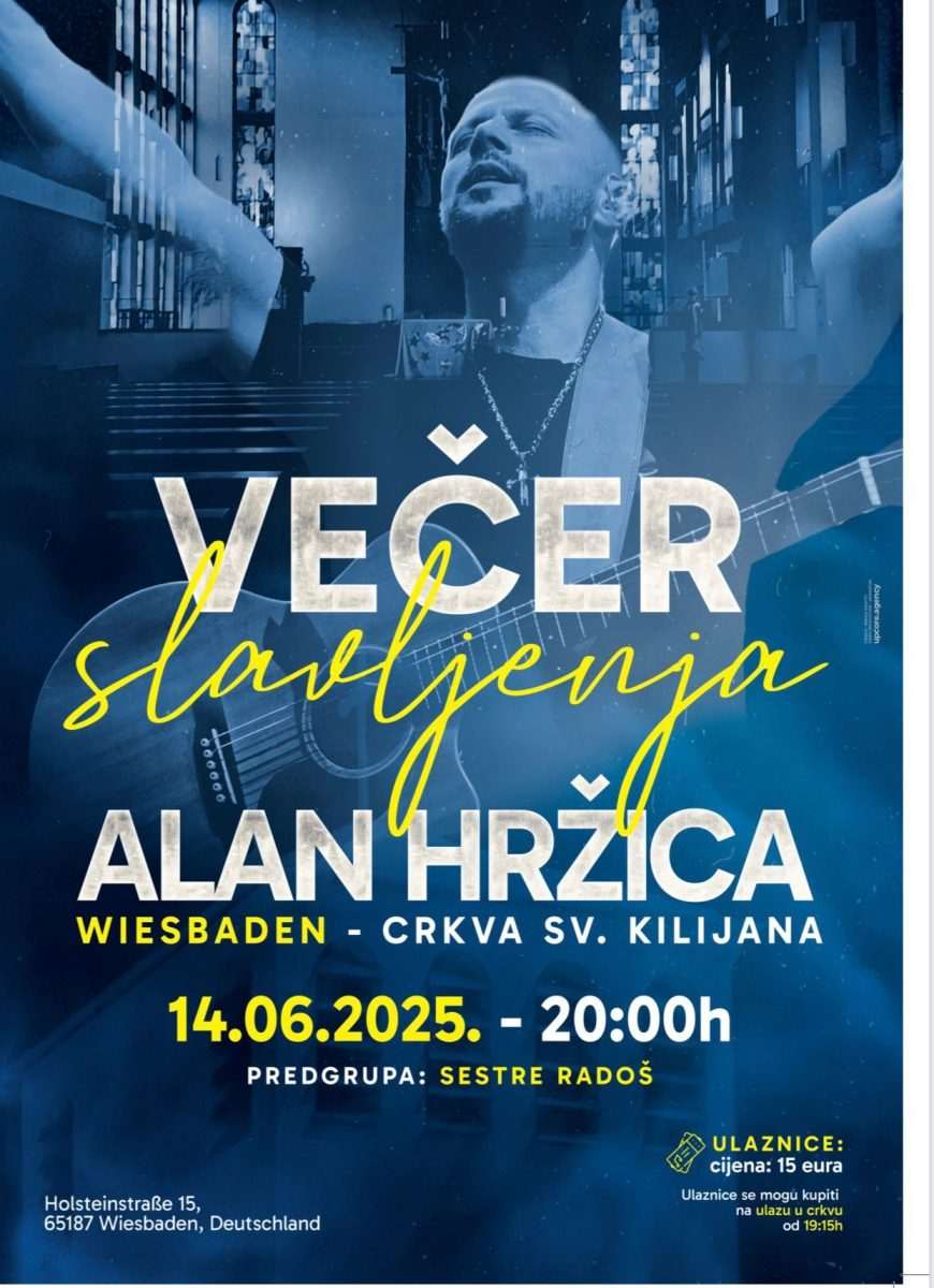 U SUBOTU, 14. LIPNJA: Alan Hržica stiže u Wiesbaden, očekuje se nezaboravno glazbeno-duhovno iskustvo