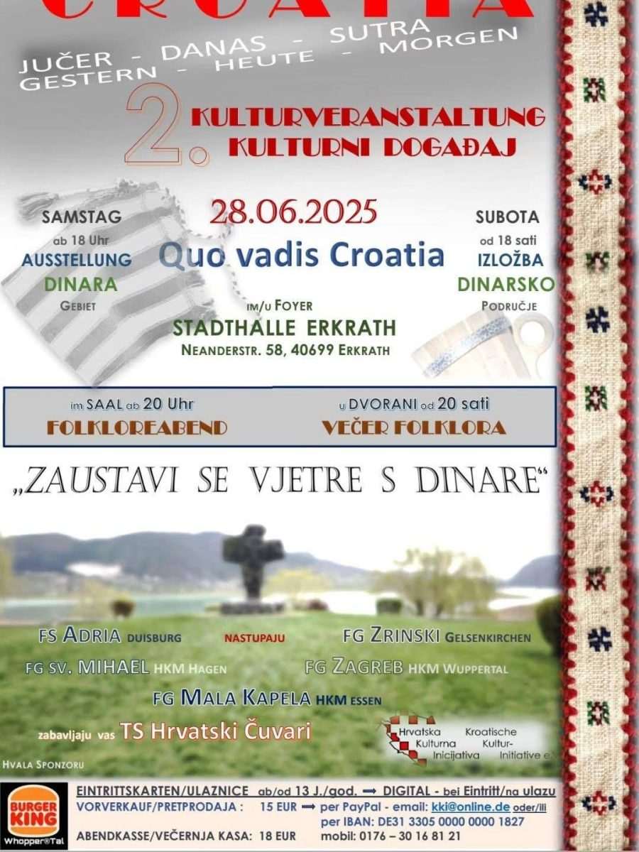 U ZNAKU TRADICIJE: Hrvatska kulturna inicijativa Wuppertal organizira veliki događaj u Erkrathu