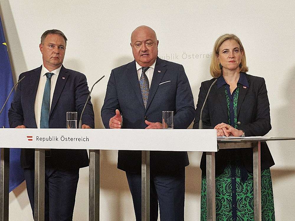 Potkancelar Babler(lijevo), kancelar Stocker (sredina) i šefica diplomacije Meinl-Reisinger/ Foto: S, Herek