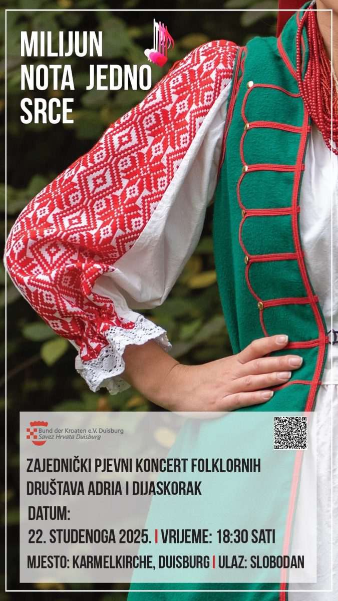 U SUBOTU, 22. STUDENOG U DUISBURGU: Zajednički koncert Adrie iz Duisburga i Dijaskoraka iz Offenbacha