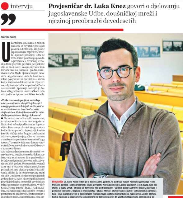 POVJESNIČAR DR. LUKA KNEZ: Hrvatsku nije stvarala Udba, Hrvatska se Udbi dogodila POVJESNIČAR DR. LUKA KNEZ: Hrvatsku nije stvarala Udba, Hrvatska se Udbi dogodila