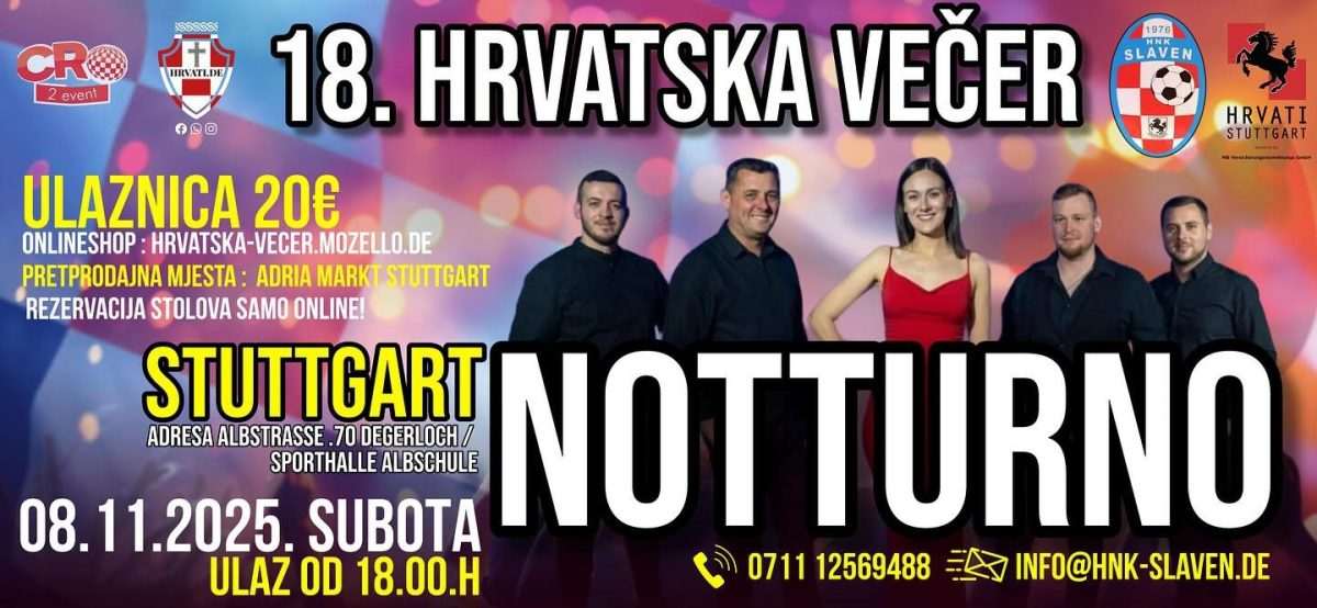 STUTTGART: U subotu se održava 18. Hrvatska večer!