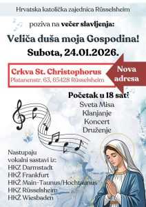PROMJENA ODRŽAVANJA VEČERI SLAVLJENJA U RÜSSELSHEIMU: „Veliča duša moja Gospodina!“ uz nastup nekoliko hrvatskih sastava
