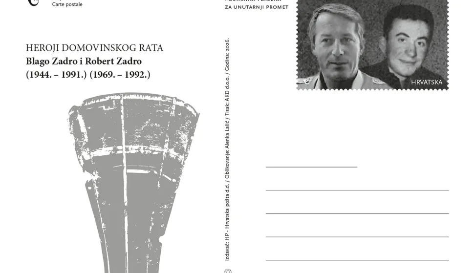 „HEROJI DOMOVINSKOG RATA“ NA DOPISNICAMA HP-a: U prvoj serija prikazani su Blago i Robert Zadro, Jean-Michel Nicolier, Andrija Matijaš Pauk i Rudolf Perešin