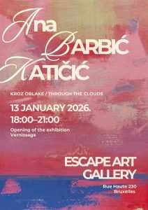 ZAGREBAČKA AKADEMSKA SLIKARICA IZLAŽE U BRUXELLESU: Novi ciklus slika Ane Barbić Katičić u izložbi „Kroz oblake“ od 13. siječnja u Escape Art Galery u Bruxellesu