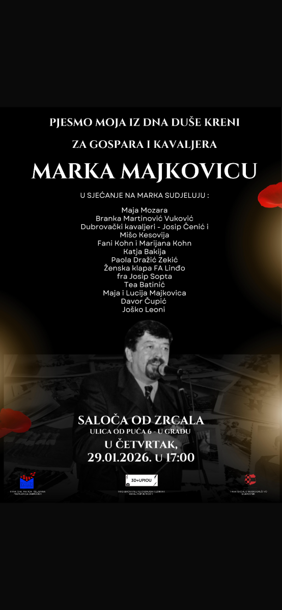 KOMEMORACIJA U SALOČI OD ZRCALA: Prijatelji i kolege odaju počast preminulom dubrovačkom glazbeniku - Marku Majkovicu