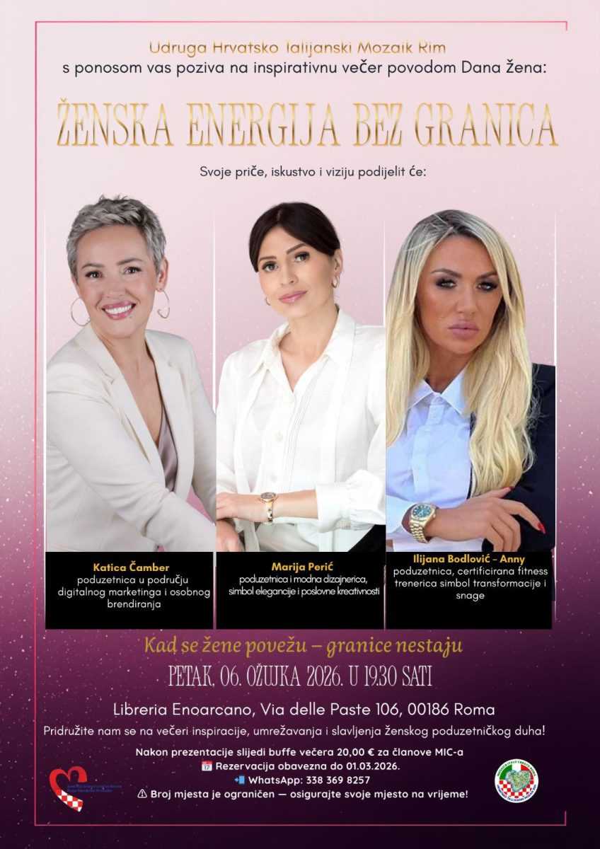 TRI POZNATE HERCEGOVKE GOSTUJU U RIMU: Otkrit će svoje priče i iskustva TRI POZNATE HERCEGOVKE GOSTUJU U RIMU: Otkrit će svoje priče i iskustva