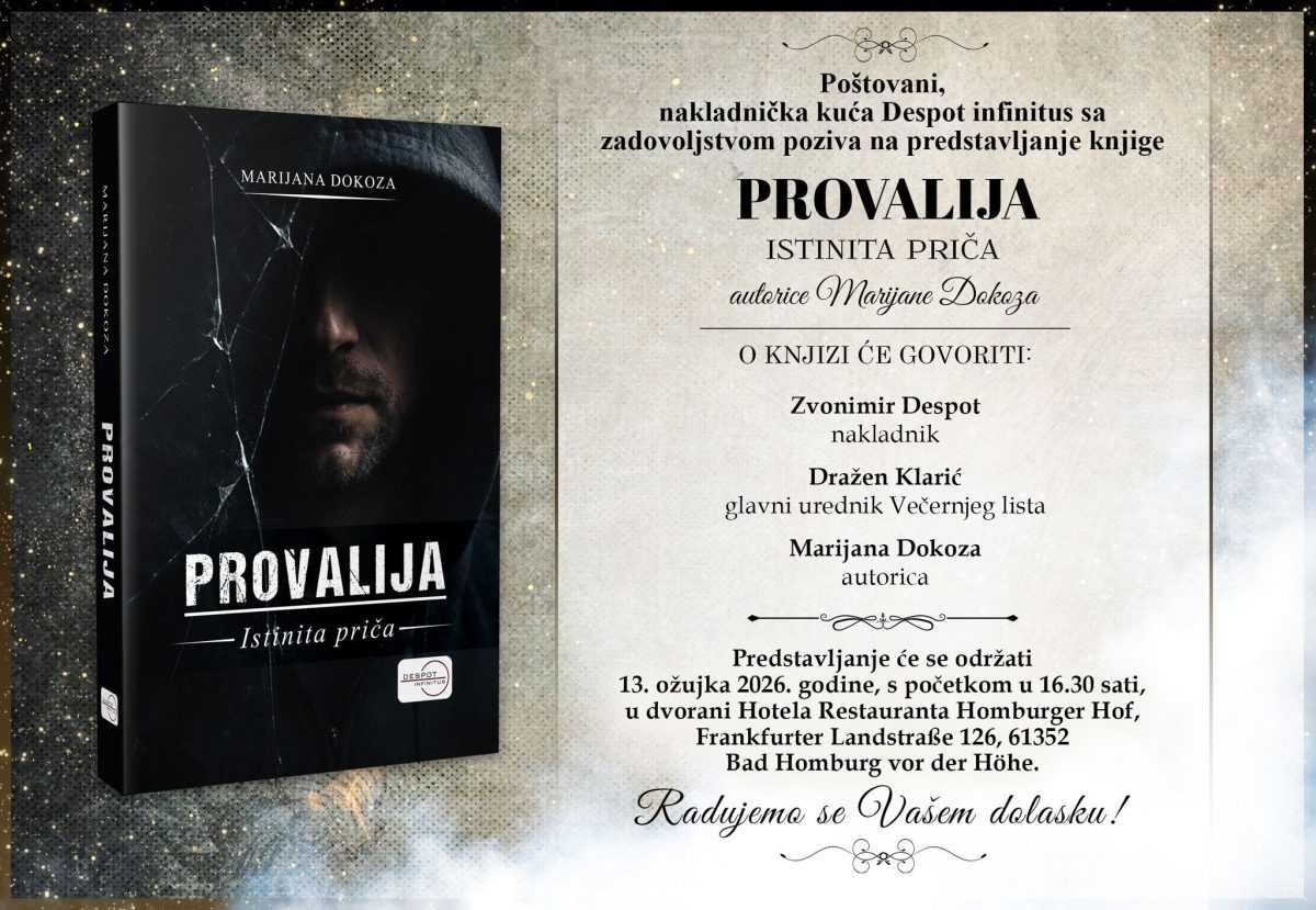 U PETAK, 13. OŽUJKA: Predstavljanje novog romana „Provalija“ Marijane Dokoza u Bad Homburgu U PETAK, 13. OŽUJKA: Predstavljanje novog romana „Provalija“ Marijane Dokoza u Bad Homburgu