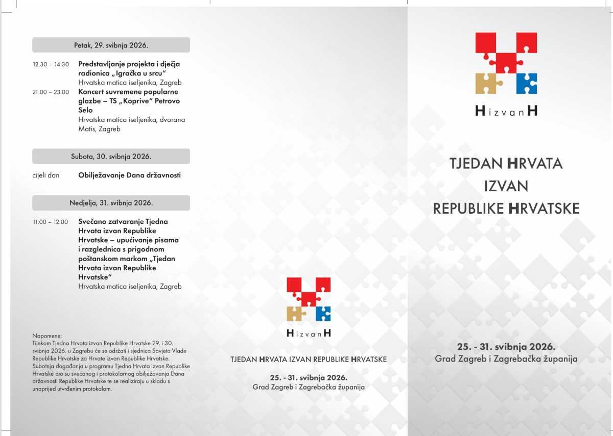 OD 21. DO 31. SVIBNJA: Zagreb je domaćin Tjedna Hrvata izvan Republike Hrvatske 2026.