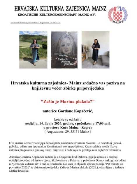 U NEDJELJU U MAINZU: Gordana Kopačević otkriva „Zašto je Marina plakala?“ U NEDJELJU U MAINZU: Gordana Kopačević otkriva „Zašto je Marina plakala?“