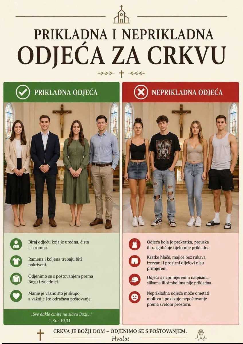 PORUKA VJERNICIMA IZ HKM AUGSBURG: Odjenite se prikladno za odlazak crkvu